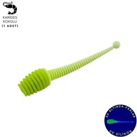 Resim Silikon Kurt Yem - 2,1g 70mm - Fishack Wormix - 1 Adet - Yeşil/beyaz - Karides Kokulu 