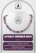Resim OSMANLI DOĞAL TAŞ Lepidolit 8 mm Düğümlü Doğal Taş Kolye 