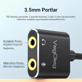 Resim Storemax Type-C Ses Kartı 3.5mm Kulaklık ve Mikrofon Girişli 