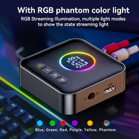 Resim RGB Kablosuz 5.4 Transmitter Alıcı, Kablosuz Ses Adaptörü, 3'ü Bir Arada Kablosuz Adaptör Hifi Ses Kablosuz Alıcı FM Transmitter LED Ekranlı 3.5Mm AUX RCA USB TV/Araba/Pc/Ev Stereosu/Ses Sistemleri için 