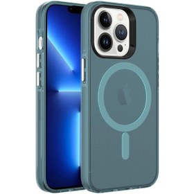 Resim IPhone Uyumlu 13 Pro Kılıf Zore M-safe Şarj Özellikli Buzlu Transparan C-pro Sert Kapak 