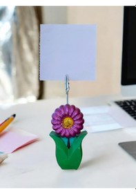 Resim Mor Ayçiçek Temalı Not Tutacağı Fotoğraf Tutacak Not Tutucu Ofis Seti Hediyelik Mor 