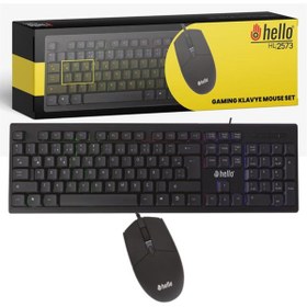 Resim AyrStore Hello Hl-2573 Işıklı Kablolu Oyuncu Klavye + Mouse Combo Set 