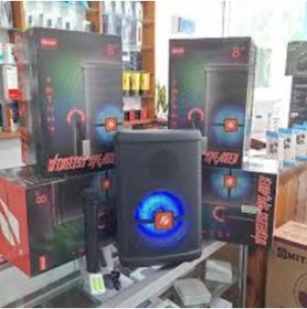 Resim SILATECH KTS-1279 8 İNÇ Kablosuz Mikrofonlu Rgb Ledli Taşınabilir Bluetooth Hoparlör Usb-Tf-Fm Radyo Siyah 