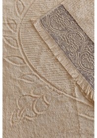 Resim Bambu Kabartma Bordürlü Banyo Havlusu - Ekstra Yumuşak & Su Emici Cappuccino 