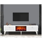 Resim Arrona Tv Sehpası Alt Modül Şömineli Beyaz-beyaz 