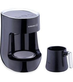 Resim Korkmaz Otantik Otomatik Kahve Makinesi 4 Fincan Kapasiteyle Şık Siyah Tasarım 