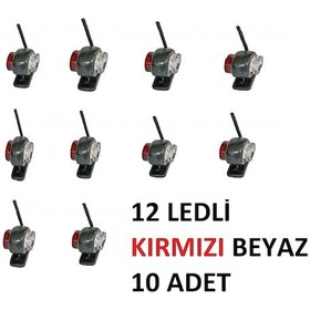 Resim MİNİ TAKOZ LAMBA 12 LEDLİ KIRMIZI BEYAZ 10 ADET YÜKSEK IŞIK 