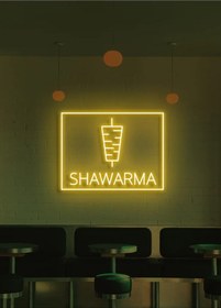 Resim Shawarma Yazılı Ve Şekilli Neon Tabela Sarı 