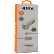 Resim S-link TPC-AC40B 5V 3.1A Type-C Kablo 2A Beyaz Araç Sarj Cihazi ve Data + Sarj Kablosu 