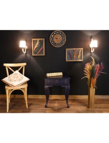 Resim Wooding Mobilya Çekmeceli Masif Lacivert Komodin - Yan Sehpa 