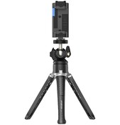 Resim Suofeng Mt-01 Masaüstü Tripod: 2 Seviye Yükseklik Ayarı, Patenti Li Telefon Tutucu, 360 Dönen Top Kafa, Siyah Alüminyum 
