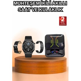 Resim Dijital Göstergeli Bluetooth Kulaklık ve Bildirim Görebilen Akıllı Saat Alarm ve Titreşim 