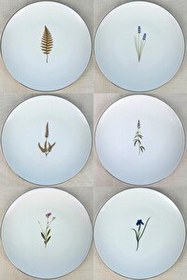 Resim Tabak Evi Porselen Natura Karma 24.50 CM 6'lı Altın Yaldız Servis Tabağı 