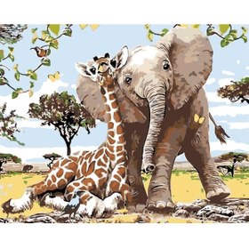 Resim wombhobby Safari Sayılarla Boyama Seti 80x100 Cm Çerçevesiz RULO ( Kasnaksız ) 