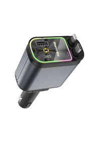 Resim 4 Ü 1 Arada Çift Usb Bağlantı Çakmaklık, Type-c Hızlı Şarjlı 66w,geri Çekilebilir Araç Telefon Şarj Cihazı 