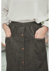 Resim 2276-düğmeli Pileli Etek Koyu Gri Koyu Gri 