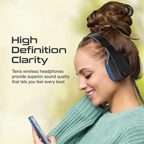 Resim Promate, Kablosuz kulaklık, ayarlanabilir kafa bandı, Bluetooth 5.1, HD stereo kulaklık, entegre mikrofon, FM radyo, 10H oynatma, Micro SD/TF, cep telefonları / PC, Terra için ses kablosu 