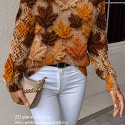 Resim 2D Düz Baskı Nakışsız Şık Sonbahar/Kış, Ilkbah_Yaz dört Mevsim Stili Bohem Moda Yeni Trend Çok Amaçlı V-Neck Uzun Kollu Bayan Üstü Akçağaç Desenli Tam Gövde Grafik Esnek Örgü İş Ofis Soka Ev Sey 