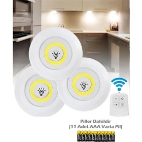 Resim Uzaktan Kumandalı LED Lamba Işık 3’lü Spot LED Lamba Pilli (11 Adet Pil Dahildir) 