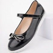 Resim Epaavm - Termo Taban Bıyık Fiyonk Siyah Rugan Kız Çocuk Ayakkabı Siyah 