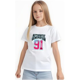 Resim Panios Kids Authentic Baskılı Kız Çocuk Kısa Kollu T-shirt Beyaz 