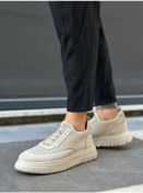 Resim Ba0911 Özel Örme Triko Deri Tozu Detaylı Bej Günlük Spor Ayakkabı Bej 