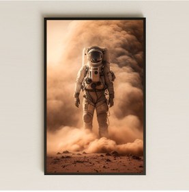 Resim Mars Kum Fırtınasında Yürüyen Astronot Pleksi Tablo - Sinematik Uzay Dekoru 