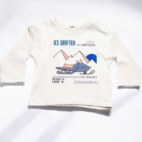 Resim Çikoby Erkek Bebek Ice Drifter Yazılı İnce Uzun Kollu Tshirt-14865 Ekru 