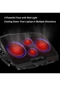 Resim D17 Kırmızı Ledli 4 Fanlı Ayarlanabilir Leptop-notebook Soğutucu 
