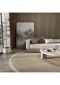 Resim Cool Halı Newyork 3110 Vizon Yumuşak Halı Salon Koridor Kesme Yolluk Yuvarlak Dokuma Makine Halısı 