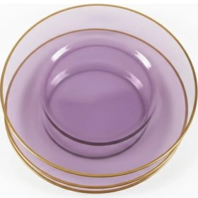 Resim Tabak Cam Pasta Tabakları 6 Adet Set Mor Parti Doğum Günleri 