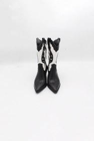 Resim ENDİCAN 277 1139 Kadın Kovboy Çizme SIYAH BEYAZ KELEBEK CILT 