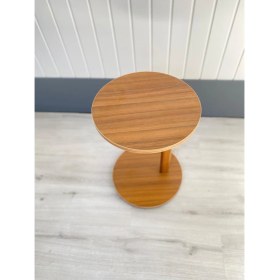 Resim Woodaria C Sehpa Yuvarlak Üst Tablalı, Metal Gövdeli Yan Sehpa | Laptop Sehpası 