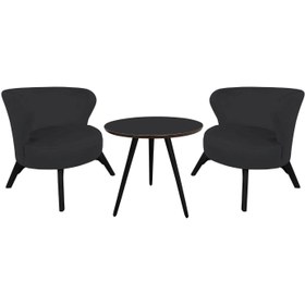 Resim ReHome City Fiskos Set, Çay Seti, Berjer Koltuk Takımı - Siyah 