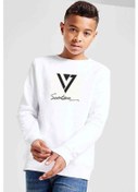 Resim Seventeen Baskılı Unisex Çocuk Beyaz Sweatshirt 