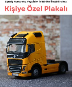 Resim bebeym Volvo Metal Oyuncak Tır - Işıklı ve Sesli Kişiye Özel Plakalı - Sarı 