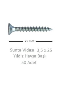 Resim Adilon Sunta Vidası, 3,5 X 25 Mm, 50 Adet, Yhb Vida 3,5 x 25 