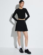 Resim Crop Body Uzun Kollu Korse Detaylı Bisiklet Yaka 