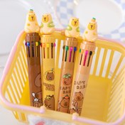 Resim 1 adet Kawaii Kapibara 10 Renkli Tükenmez Kalem, Sevimli Hayvan Tasarımı, Plastik, İnce Uçlu Yazma Aracı, Tüylenme Yok, Rastgele Renk Seçimi 