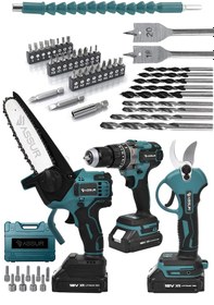 Resim Assur ASR1037 18V Matkap Budama Testeresi Makası 3'lü Set Mavi 