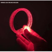 Resim Kırmızı LED Işıklı Baskı Yapılabilen Pilli Bileklik Bilezik 1,5 cm Genişlik 