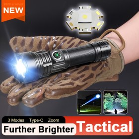 Resim Taktiksel El Feneri HZ303 - COB Bilek Kayışı ile Ultra Parlak LED Fener, Type-C Şarj Edilebilir, 3 Mod, Kamp, Yürüyüş ve Acil Durum Kullanımı için Yüksek Yoğunluklu Işın, Açık Kamp Ekipmanı | Cesur Taktiksel Tasarım | Dayanıklı El Feneri, Kamp Aksesuarları 