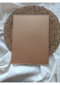 Resim A5 Kalın Kraft Kapak Spiralli Ivory İç 50 Yaprak 100 Sayfa Notepad, Defter,scrapbook, Bullet Journal 