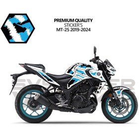 Resim Yamaha Mt25 Kaplama Sticker Air Brush Motor Kaplama Modeli Hazır Kit 2019 / 2024 Uyumlu Mavi 