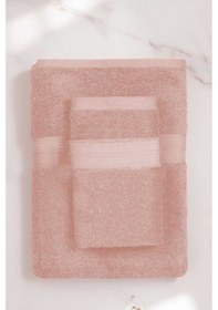 Resim 2 Parça Battal Lüks Premium Banyo Spa Havlu Takımı 90x170 Cm Somon Renkli 