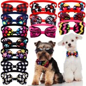 Resim 10 Adet Karışık Moda Evcil Hayvan Papyonları - Ayarlanabilir, Renkli Grafiti Tasarımlar Köpekler & Kediler İçin - Polyester Bakım Aksesuarları 