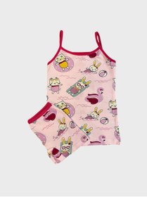 Resim elmas kids Kız Çocuk Pamuklu Lila Tavşan Kuğu Desenli Atlet Boxer Takımı 