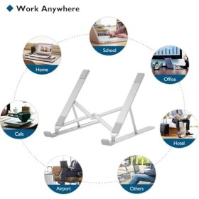 Resim Storemax Metal Laptop Tablet iPad Dizüstü Bilgisayar Standı 7-17.3 Inç Tüm Cihazlar Için 7 Seviye Yükseklik Ayarı Taşınabilir Kaymaz Laptop Yükseltici Havalandırmalı Soğutma Katlanabilir Masaüstü Standı 