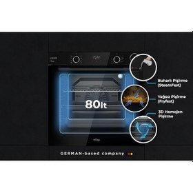 Resim Tommatech TAF6004BSP 80 LT Ankastre Elektrikli Fırın Siyah 